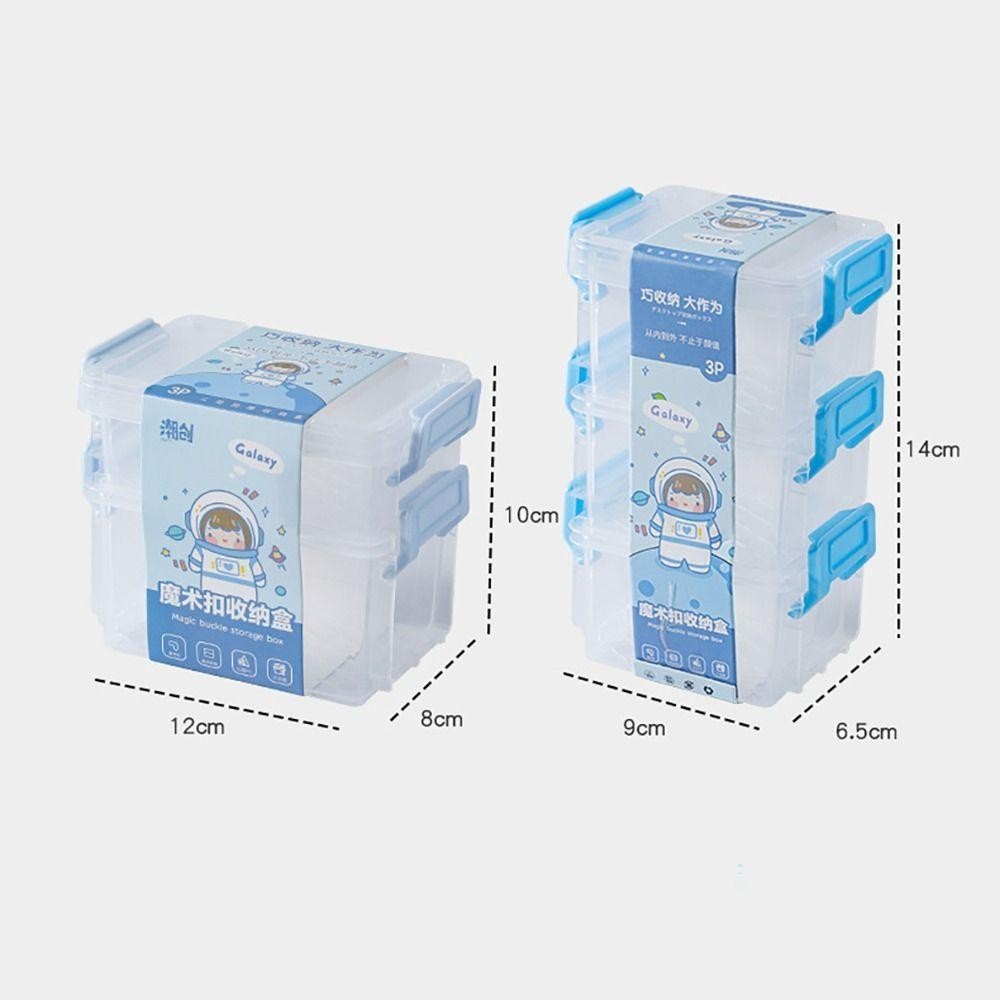 Kho lưu trữ trang sức CHEESELY, Hộp lưu trữ Mini trong suốt nhiều lớp, Khóa ma thuật bằng nhựa đa chức năng để bàn Đồ lặt vặt sắp xếp nhà bếp