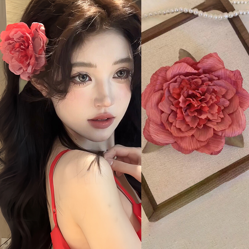 Kẹp Tóc Hoa Mẫu Đơn Nữ - Kẹp Tóc Phong Cách Hàn Quốc Bé Gái - Retro, Thời Trang, Ngọt Ngào, Thanh Lịch - Kỳ Nghỉ Bên Nổ Barrettes - Kẹp Mỏ Vịt - Phụ Kiện Tóc Phổ Biến