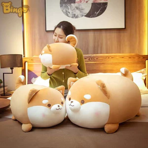 【Bingo】Đồ chơi nhồi bông mô phỏng búp bê cún con dễ thương mềm mại Búp bê chó Shiba Inu co giãn tốt, búp bê gối ngủ hình thú, quà sinh nhật thú vị (0302)