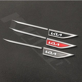 2 Cái / bộ Mới KIA KN Xe Fender Kim Loại Miếng Dán Bên Ngoài Trang Trí Bên Phải Trái Đề Can Sửa Đổi Cho Seltos K2 K3 K5 Carens Forte Cerato Soluto Sportage Picanto Carnival Phụ Kiện