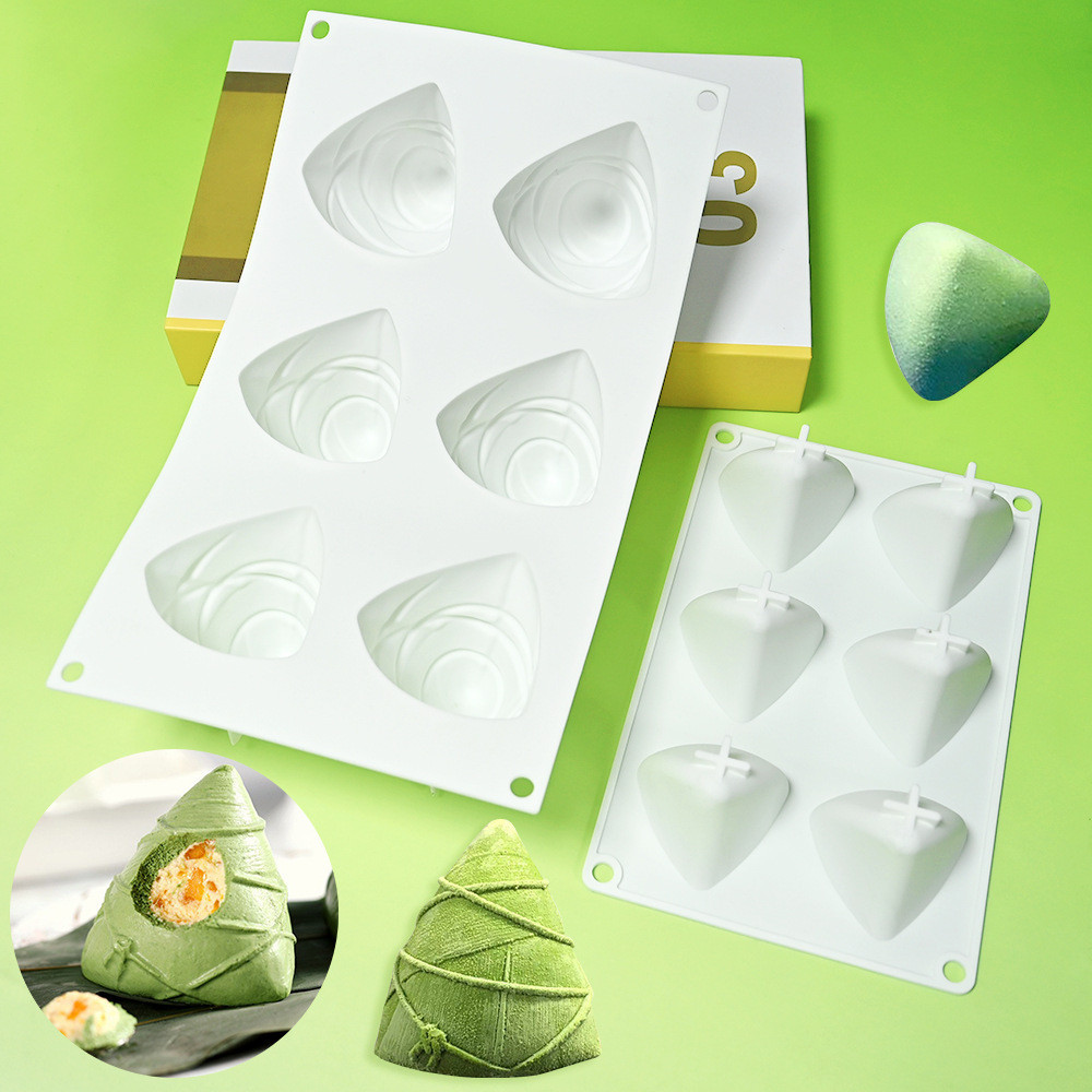 6 Khoang Thuyền Rồng Lễ Hội Zongzi Mousse Khuôn Silicon Sô Cô La Mousse Bánh Khuôn Thơm Nến Thạch Cao Khuôn Làm Bánh DIY- * * *