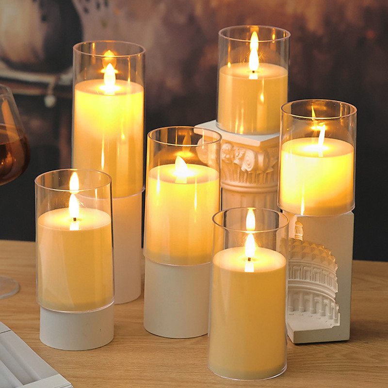 Nến điện tử tim lắc,nến trong suốt, nến pin, Đèn nến điện tử xoay LED，Có thể sử dụng cho các bữa tiệc và các dịp khác