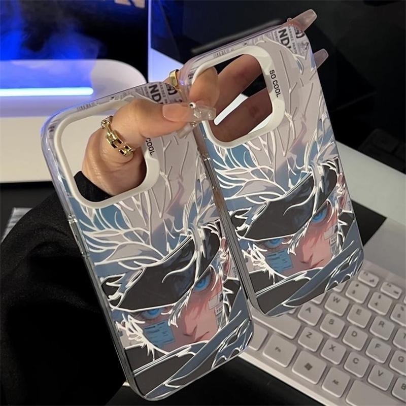 Ốp Lưng Cho Samsung Galaxy S20 S21 S22 S23 S24 Plus Ultra S23FE Jujutsu Kaisen Gojo Satoru IMD Frosted 2 Trong 1 Glow Laser Case Cool Trend Thương Hiệu Anime Phim Hoạt Hình Vỏ Điện Thoại