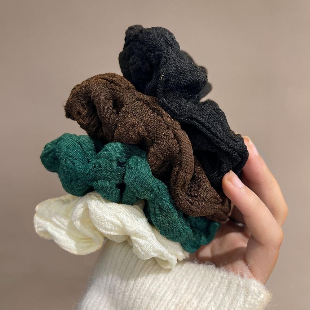 Vòng Tóc EBINLANDS, Hộp Đựng Đuôi Ngựa Màu Trơn Puff Hàn Quốc Lớn, Dây Buộc Tóc Co Giãn Cổ Điển Cho Đầu Thịt Viên
