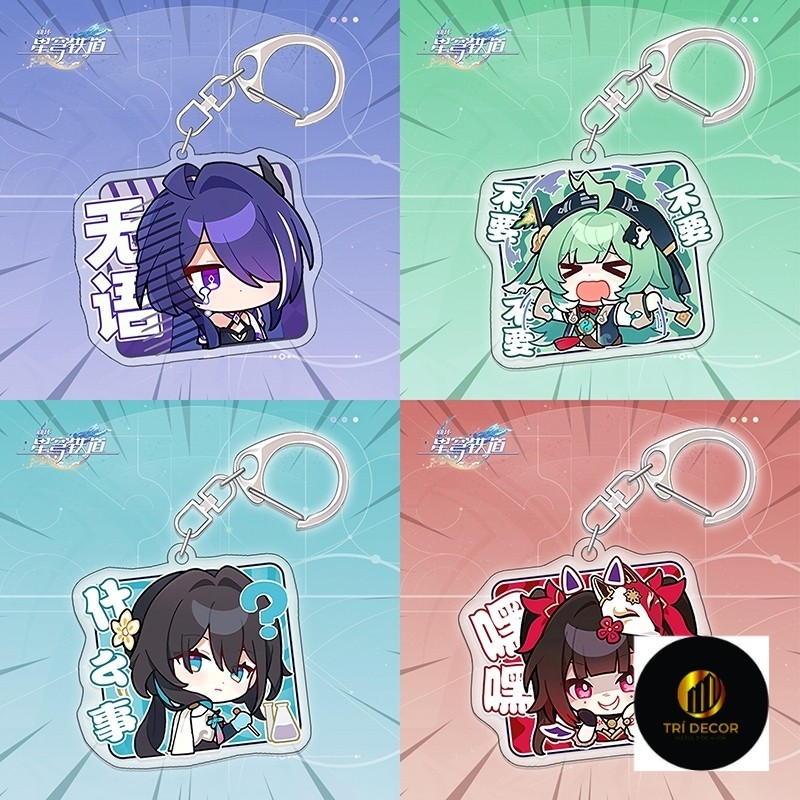 Móc khóa Honkai Star Rail Acheron Aventurine mặt dây chuyền acrylic biểu tượng cảm xúc dễ thương