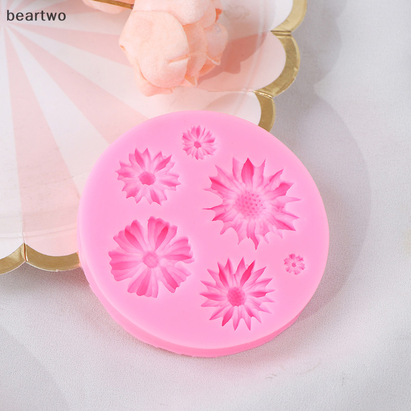 < Beartwo > Cánh hoa hướng dương 3D Khuôn silicon dập nổi Công cụ trang trí bánh kẹo mềm Đẹp