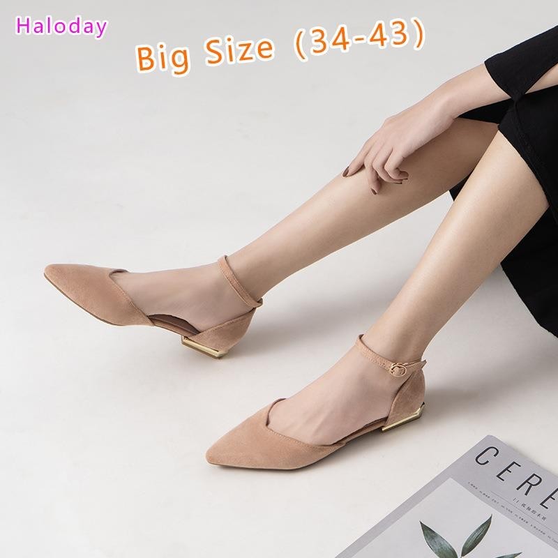 Giày Nữ Size Lớn (Size 34-43)✨Giày Đơn Nữ Mùa Xuân Mùa Hè Mũi Nhọn Rỗng Dây Đeo Một Từ Cổ Tích Đen Giày Công Sở Giày Nữ Thoải Mái Chống Trơn Trượt WZXA