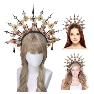 OXXGGKAO Mẹ Thiên Chúa Băng Đô Quấn Tóc Vương Miện Băng Đô Chất Liệu Nữ Cosplay Trang Phục Mũ