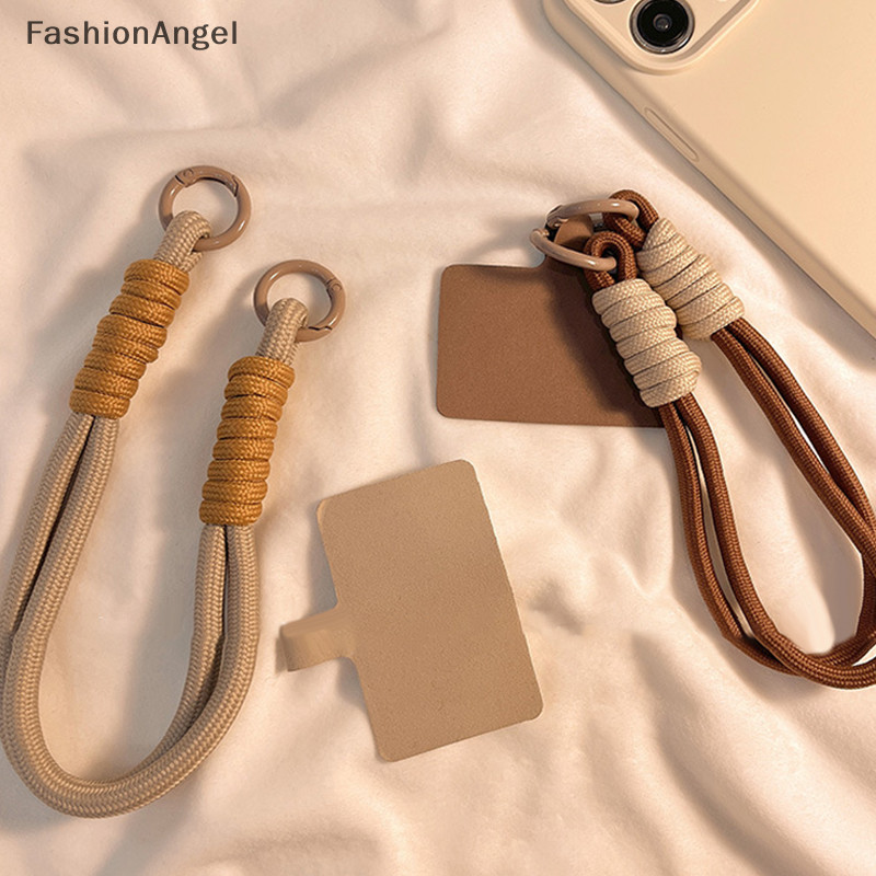 FashionAngel INS Phong Cách Bím Tóc Điện Thoại Di Động Dây Thời Trang Màu Trơn Chống Mất Cổ Tay Ngắn Dây Đeo Mặt Dây Đeo Dây W / Miếng Đệm TH