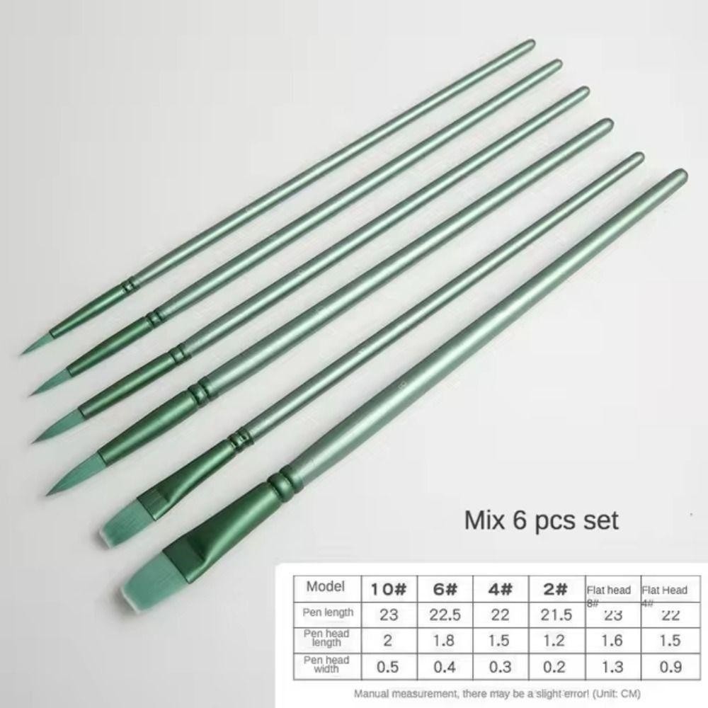[Vận chuyển nhanh] ĐƠN GIẢN 4 / 6 chiếc Màu nước vẽ tay, Tóc mềm mại dành cho người mới bắt đầu Bàn chải màu nước dành cho sinh viên, Quà tặng vật liệu vẽ tranh bằng Nylon tròn nhọn thời trang