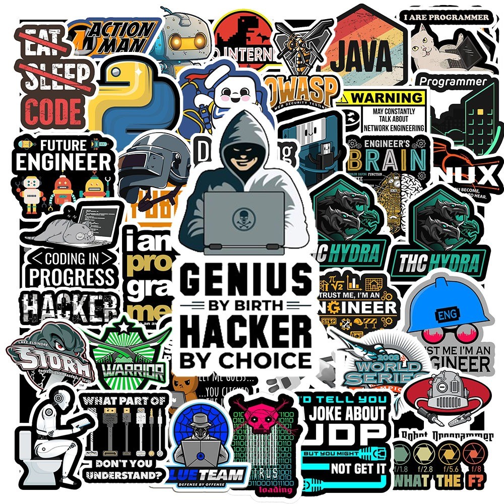 Set 50 Sticker Developer – Decal Lập Trình | Chống Nước | Dán Mũ Bảo Hiểm, Laptop, Xe, Vali