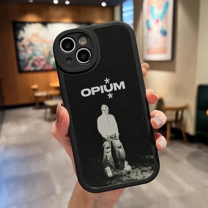 Ốp Điện Thoại TP-1 O-Opium Rap Playboi Carti Da Đen Cho IPhone 13 12 17.35 11 14 Pro Max Mini Xr 8 Plus SE2020 Soft S