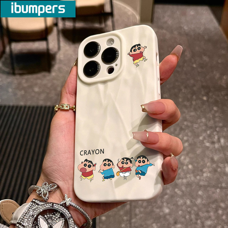 ibumpers Ốp Lưng IPhone Họa Tiết Crayon Shin-chan Dễ Thương Đơn Giản Cho IPhone 16 15 14 12 13 11 Pro Max IP 7 8 Plus X XS XR Ốp Điện Thoại Silicon Mềm Chống Sốc