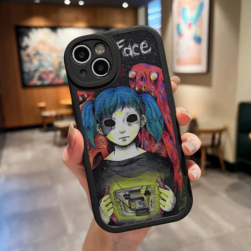 TP-1 Sally Face Game Ốp Điện Thoại Da Đen Cho IPhone 13 12 17,15 11 14 Pro Max Mini X Xr 8 Plus SE2020 Mềm Silicone Co