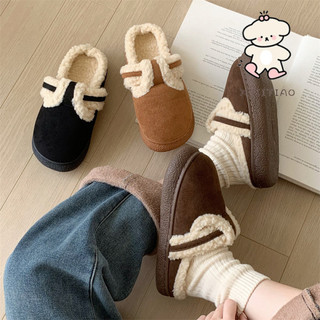 Xixitiao2024 Phong Cách Mới Thời Trang Phong Cách Retro Lông Cừu Birkenstock Giày Thu Đông Ấm Áp Trong Nhà Thoải Mái Đế Mềm Confinement Giày Cotton Nữ