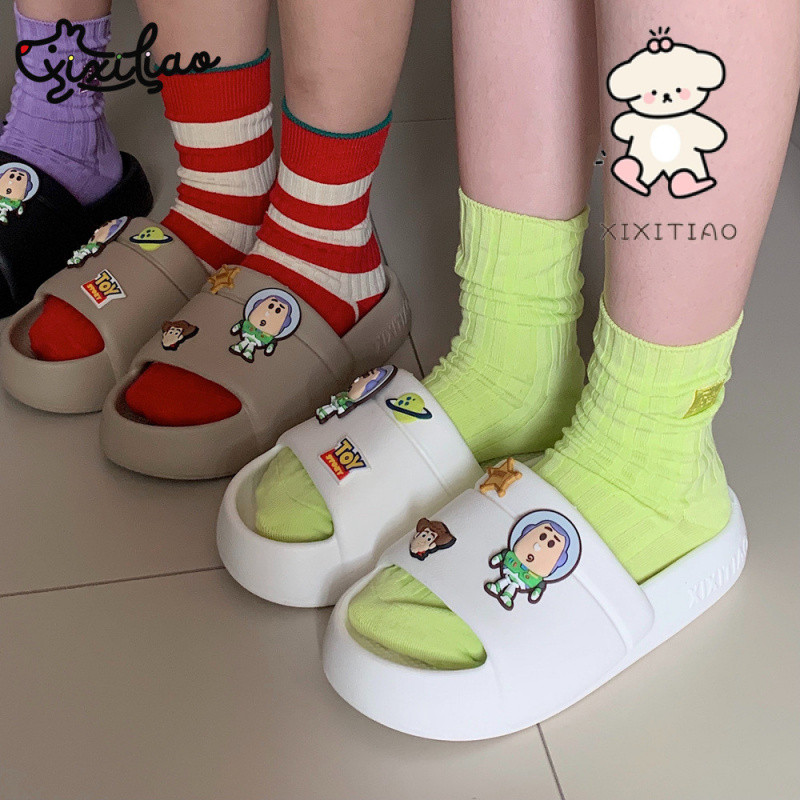 Xixitiao Bé Gái Câu Chuyện Đồ Chơi Buzz Lightyear Dép Mùa Hè 2024 Phong Cách Mới Ngoài Trời EVA Đế Mềm Hoạt Hình Dép Dép Dép