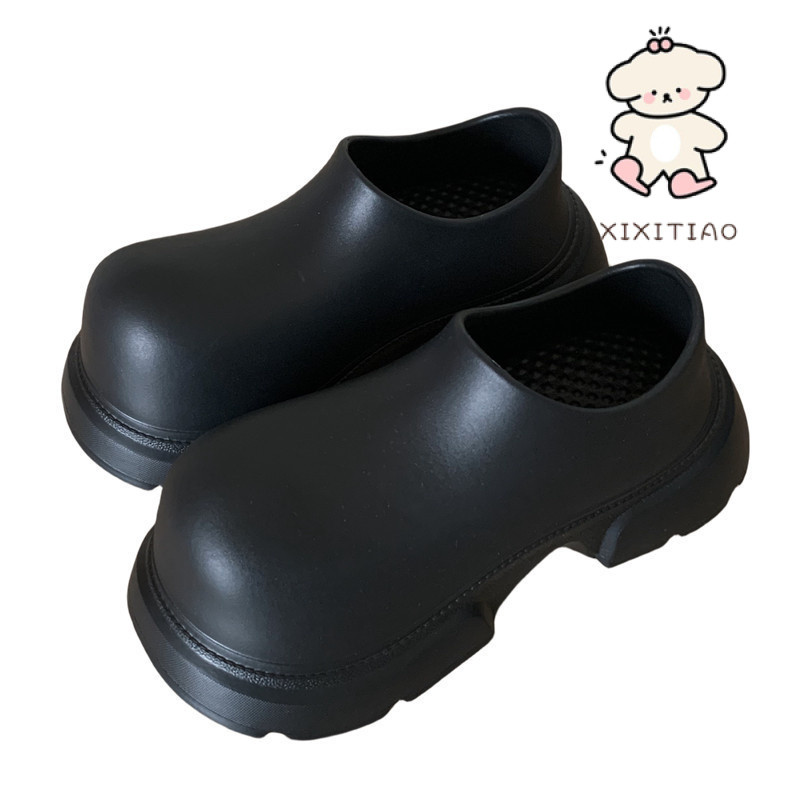 Xixitiao Mặc Ngoài Phong Cách Thường Ngày Slip-On Lười Nửa Dép Nữ Mùa Hè Đế Dày Tăng Cực Khoái Thoáng Mát Thời Trang Ngón Chân To