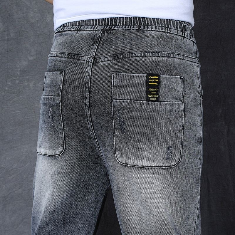 Quần Short Denim Nam Mùa Hè Mỏng Crop Quần Co Giãn Phiên Bản Hàn Quốc Hợp Thời Trang Nam Rời Thẳng 7 Điểm Quần Giữa