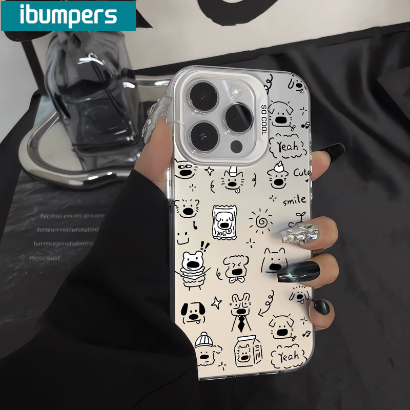 ibumpers Ốp Lưng IPhone Đẹp Đơn Giản Họa Tiết Chó Con Ốp Điện Thoại IMD Cứng Trơn Chống Bẩn Chống Sốc Cho IPhone 16 15 14 12 13 11 Pro Max
