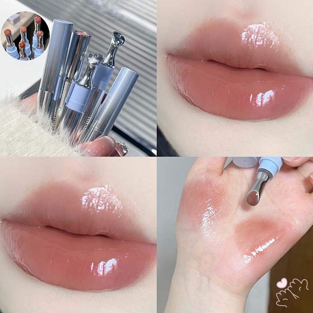 IOIIK Son bóng cọ đầu bàn là kim loại - Gel môi tạo môi căng mọng thủy tinh - Cấp ẩm làm da trắng, bền màu khó dính ly