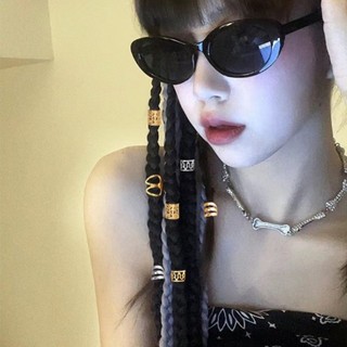 Phụ kiện nhẫn tóc đuôi ngựa trang trí rỗng bằng kim loại - Nhiều kiểu tóc dệt bạc vàng kiểu tóc