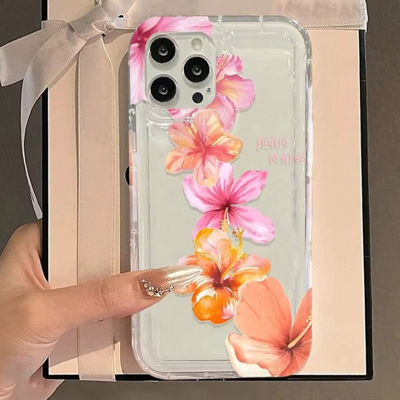 Dành Cho iPhone 16 15 Pro Max 11 13 14 12 Pro Cho iPhone 16e 7 8 Plus XS Max X XR SE2022 Thực Tế Hoa Lily Trong Suốt Mềm Chống Sốc