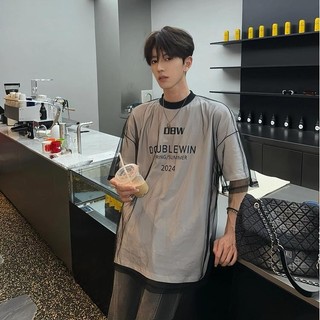 Áo thun nam GKSSS ngắn tay thương hiệu thời trang đường phố cao cấp Mỹ giả hai mảnh áo thun ngắn tay