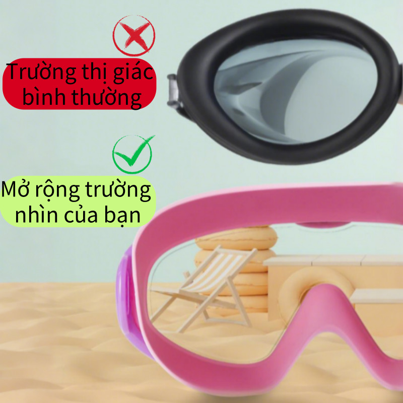 Kính Bơi Chống Sương Mù,Kính bơi trẻ em tầm nhìn rộng chống hơi nước gọng silicon mềm mại phù hợp