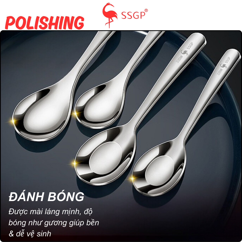 Muỗng ăn cơm inox 316 đáy tròn SSGP Muỗng inox nhỏ lớn Muỗng canh Muỗng inox cao cấp Thìa inox 304,