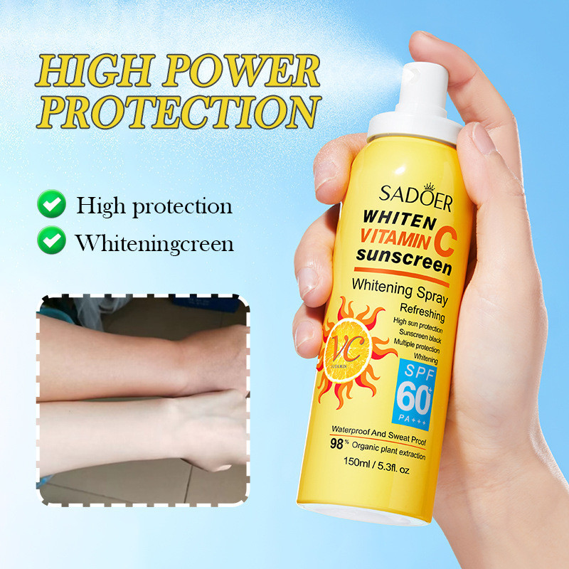 SPF60 Kem chống nắng xịt SADOER vitamin C làm trắng kem chống nắng hai trong một