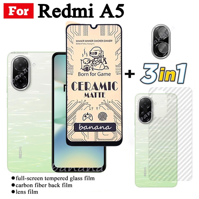 Kính cường lực gốm 3 TRONG 1 Redmi A5 cho Redmi A4 Redmi A3 Ống kính máy ảnh Kính bảo vệ màn hình và phim mặt sau