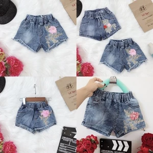 quần đùi bò cho bé gái thêu hoa 7-22kg siêu dễ thương, quần short jean bé gái, quần đùi jean bé gái