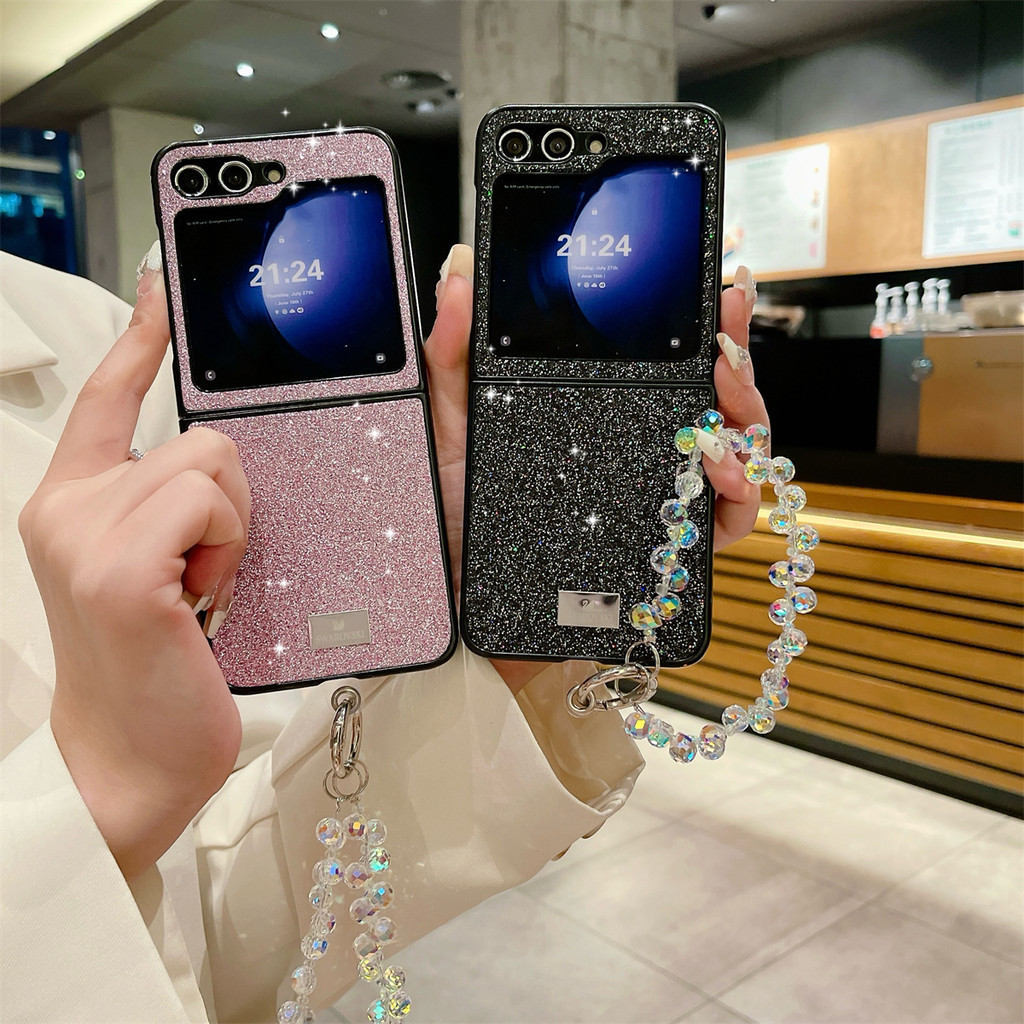 Dành Cho Samsung Galaxy Z Flip7 Sang Trọng Lấp Lánh Thủ Công Thiết Kế Quy Trình Độc Đáo Ốp lưng Galaxy Z Flip 1 2 3 4 5 6 7FE Vòng Tay Phong Cách Xu Hướng Có Hạt Gấp Ốp lưng