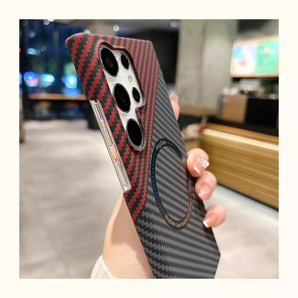Ốp lưng Samsung S25/S24/S23/S22+ kết cấu sợi carbon cứng siêu mỏng, vỏ chống sốc sang trọng