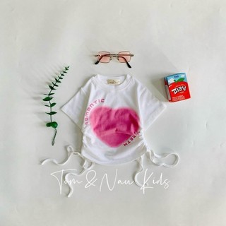 A15-[tomnaukid] Áo thun rút dây bé gái hình trái tim vải cotton SG Form ôm - Size 8-35Kg