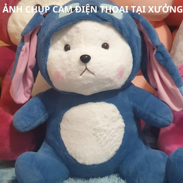 Gấu bông thỏ dâu dâu lotso đáng yêu mũ có thể bỏ ra chất liệu vải lông thỏ mềm mại