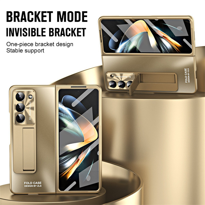 Vỏ Giá Đỡ Mạ Điện Samsung Galaxy Z Fold 5 Z Fold 4 Matte S Khe Cắm Bút Chân Đế Phim Cường Lực Tất Cả Vỏ Protetcive Z Fold 3 Vỏ Cứng Pc