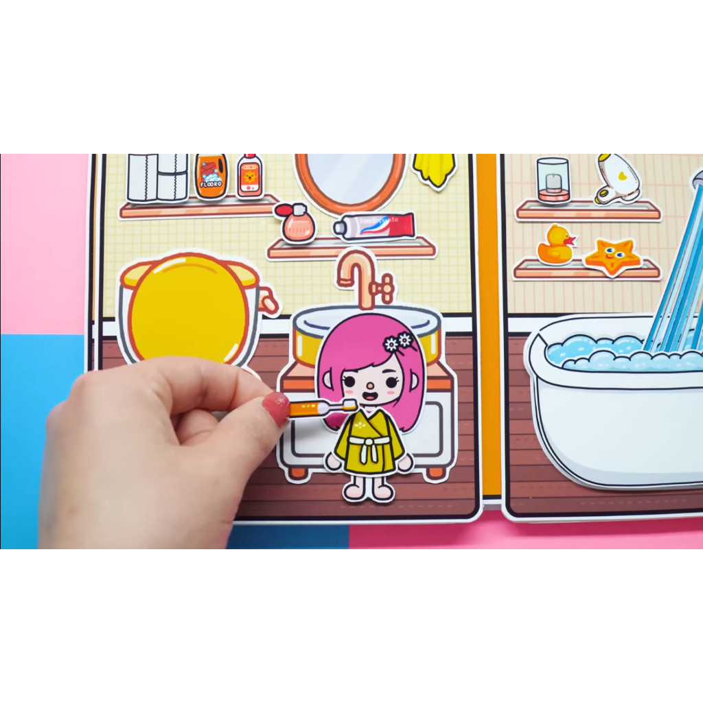 ĐỒ CHƠI NGÔI NHÀ BÚP BÊ GIẤY CẮT THỦ CÔNG DIY - Ngôi nhà của bé Yellow House In Quiet Book.