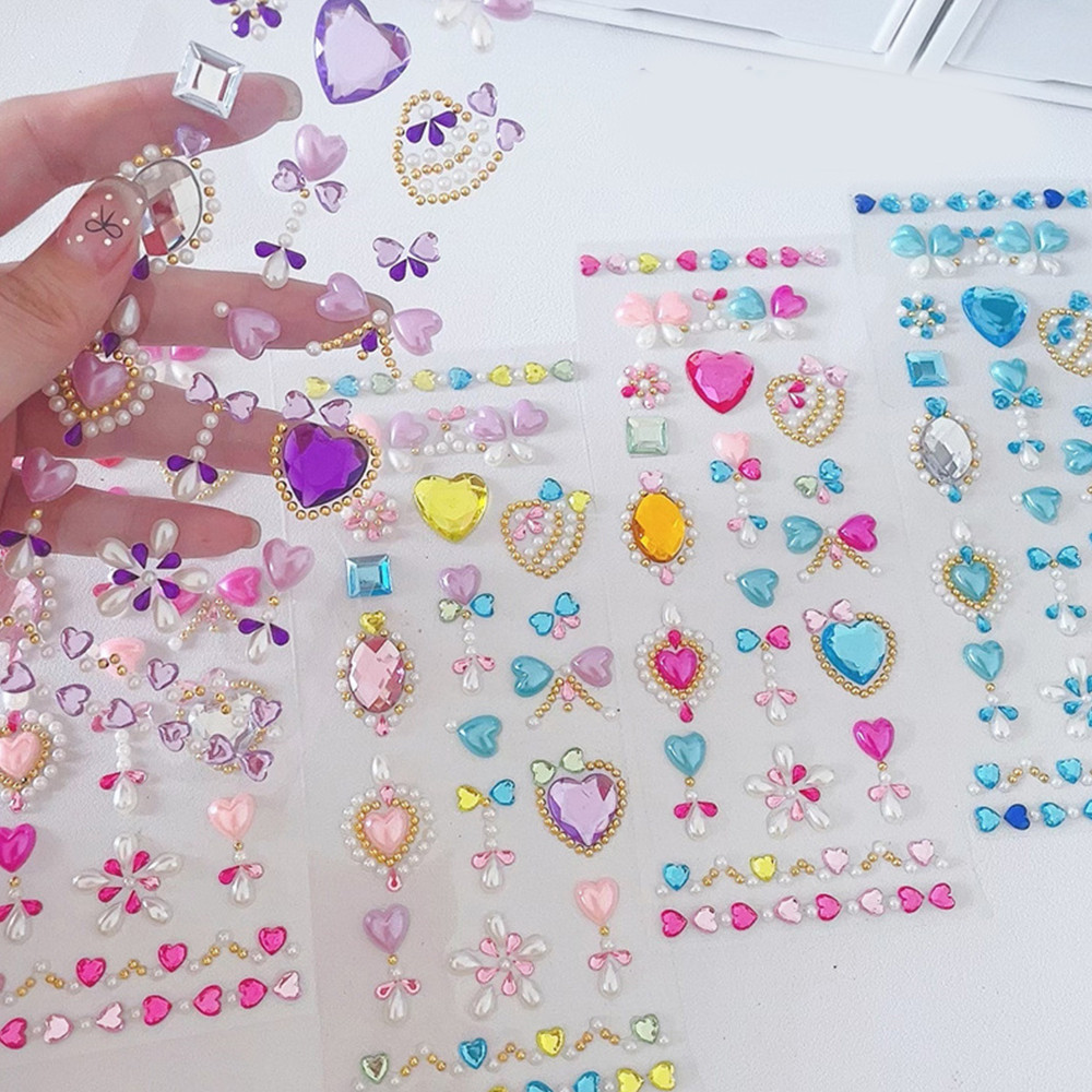Diy Kim Cương Giả Trang Trí Mặt Mắt Trang Điểm Mũi Khoan Dùng Một Lần Hình Xăm Miếng Dán DIY Handmade Tự Dính Miếng Dán