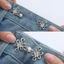 DELMER Jean Fit Thắt chặt khóa, Thắt nút thắt có khóa thắt lưng có thể điều chỉnh, Nút thắt nút màu vàng bạc cá tính cho phụ kiện thắt lưng quần jean rộng
