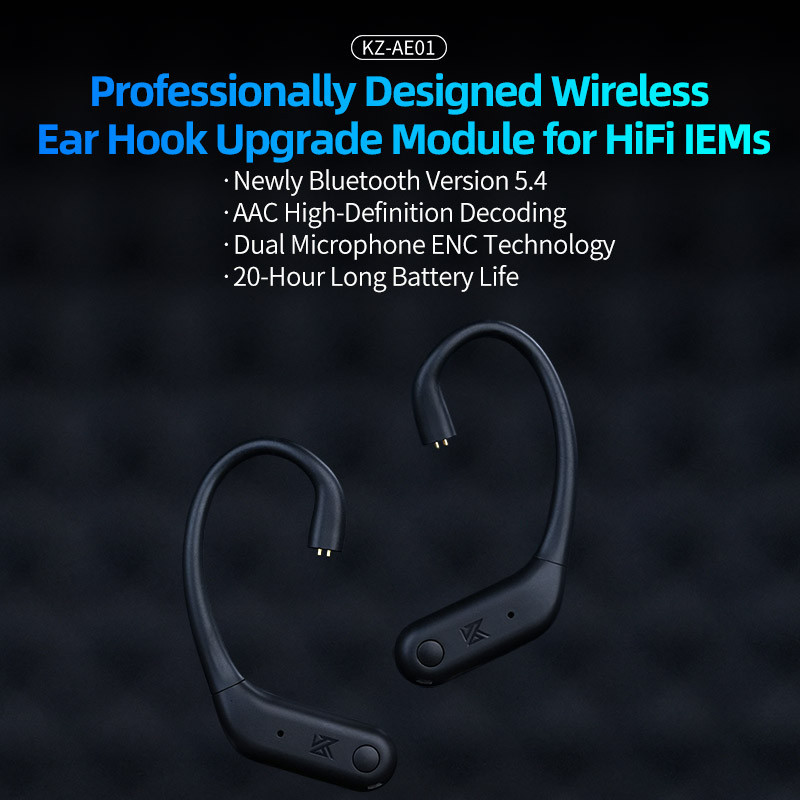 Cáp nâng cấp không dây KZ AE01 Bluetooth 5.4 HIFI Móc tai không dây C Đầu nối PIN có hộp sạc cho ZSN ZS10 Pro 2