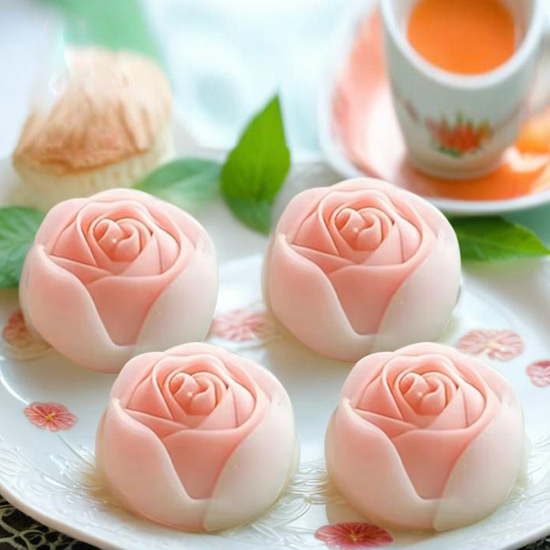 Khuôn silicon DIY 3D hoa sen/hồng/mẫu đơn/hibiscus làm bánh trung thu, mousse, thạch cao, nến, xà phòng