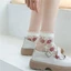 GAVESTO 1 Đôi Tất Lụa Băng Mỏng, Tất Ngắn Chống Trơn Trượt Thoáng Khí Nhẹ, Tất Mắt Cá Chân In Hoa Trong Suốt Đa Năng Thời Trang Cho Mùa Hè