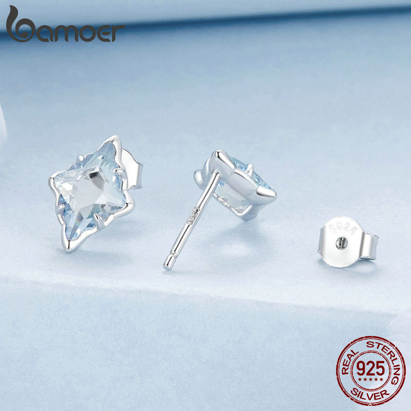 Bông tai bạc Bamoer 925 thiết kế đầy sao Quà tặng trang sức dành cho nữ