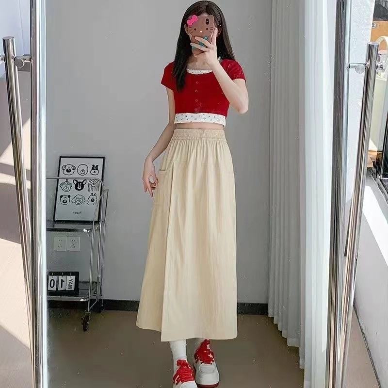 Váy Yamamoto 2024 Phong Cách Mới Cao Cấp Ôm Hơn Nhìn Quần Rời Chữ a Váy Dài Ống Rộng Culottes