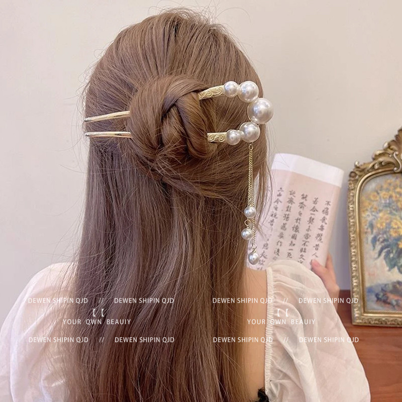 Kẹp Tóc Hình Chữ U Ngọc Trai Cao Cấp Mùa Hè Phong Cách Mới Kẹp Tóc Phong Cách Trung Hoa Mới Cổ Nữ Kẹp Tóc