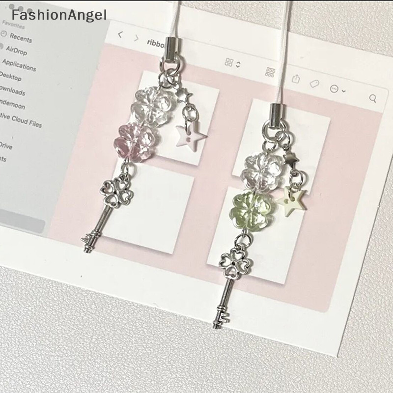 FashionAngel Handmade May Mắn Đính Hạt Dây Xích Điện Thoại Bốn Lá Cỏ Ba Lá Điện Thoại Di Động Ch Nhiều Màu Sắc Móc Khóa Túi Mặt Dây Chuyền Phụ Kiện Trang Sức TH