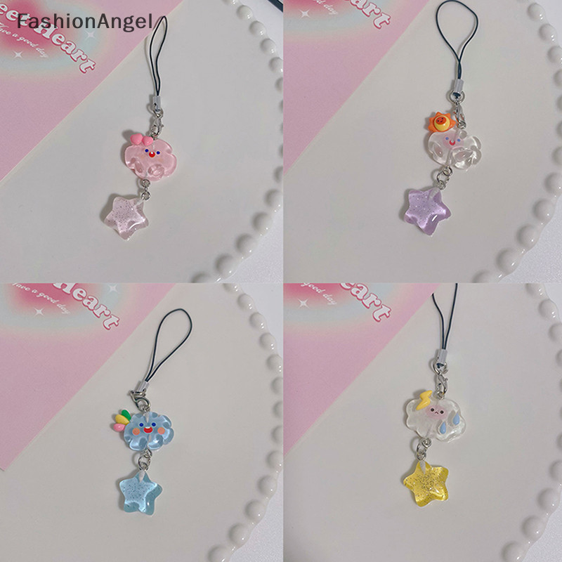FashionAngel Hoạt Hình Đáng Yêu Đám Mây Ngôi Sao Dây Điện Thoại Màu Kẹo Dây Điện Thoại Móc Khóa Cho Bé Gái Dễ Thương Dây Đeo Điện Thoại Di Động TH
