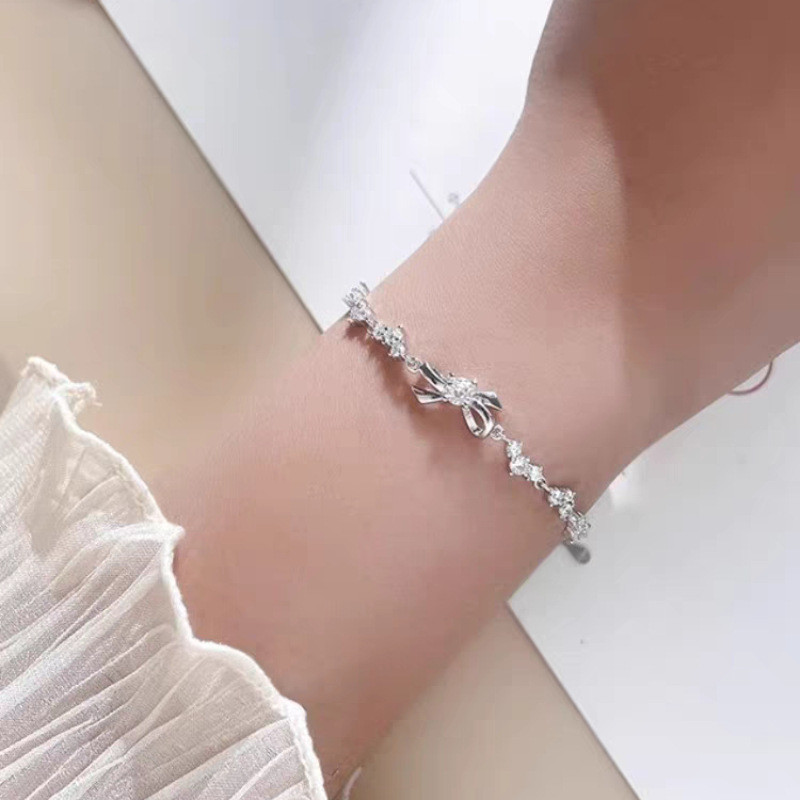 Vòng tay nơ bạc S925 thời trang nữ cao cấp tinh tế