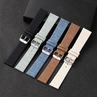 Mỏng Denim Nylon Dây Đeo Đồng Hồ 18mm 20mm 22mm 24mm Đơn Giản Dệt Vải Chính Hãng Da PU Đồng Hồ Dây Đeo Đồng Hồ Vòng Tay Nam Nữ Đen Xanh